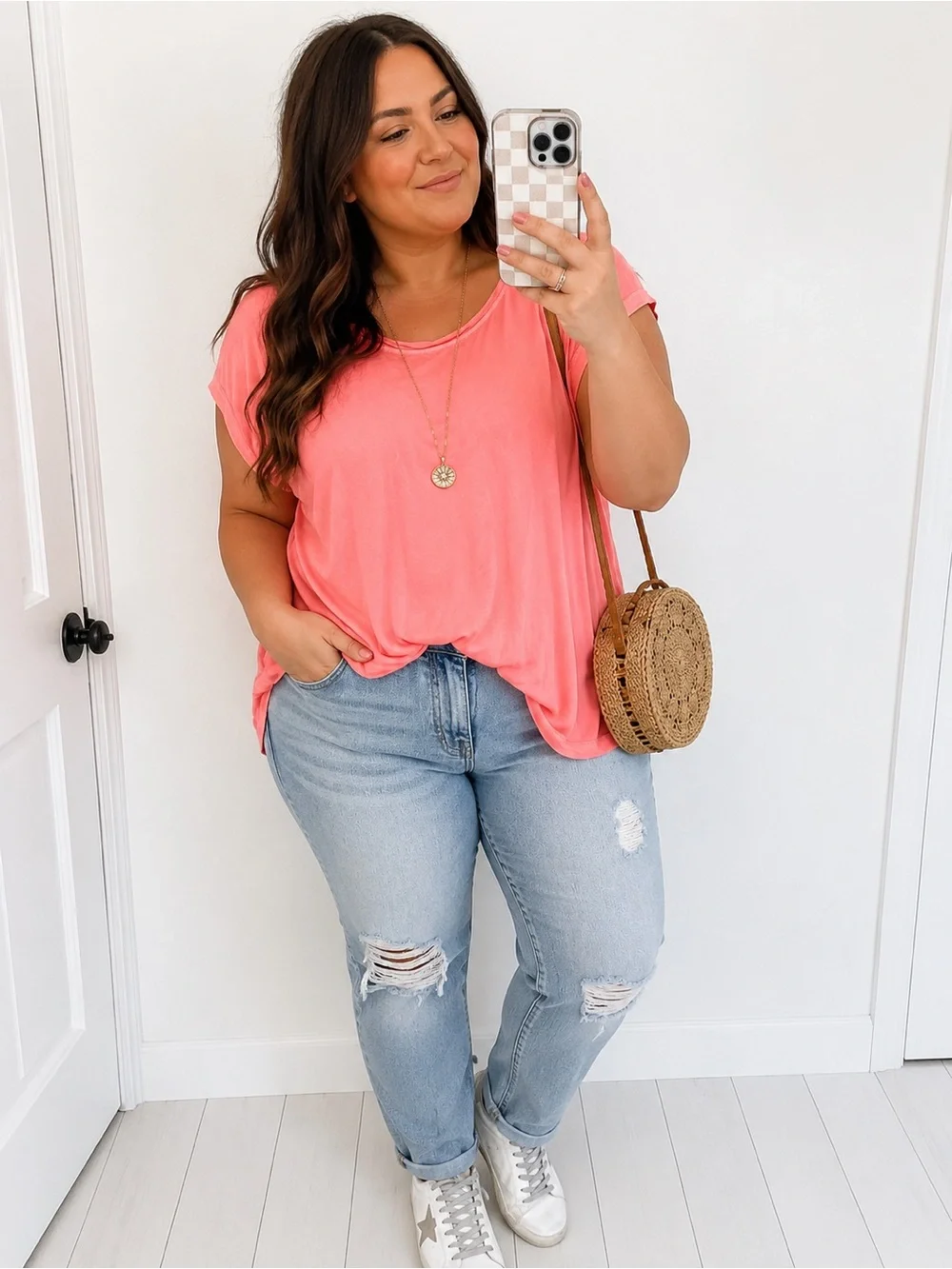 FREE PEOPLE WE THE FREE Neon Pink Muscle Tank Top Size Large